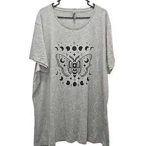Instant Message Celestial Butterfly Graphic Tee Size 3X New Gray Casual Women's